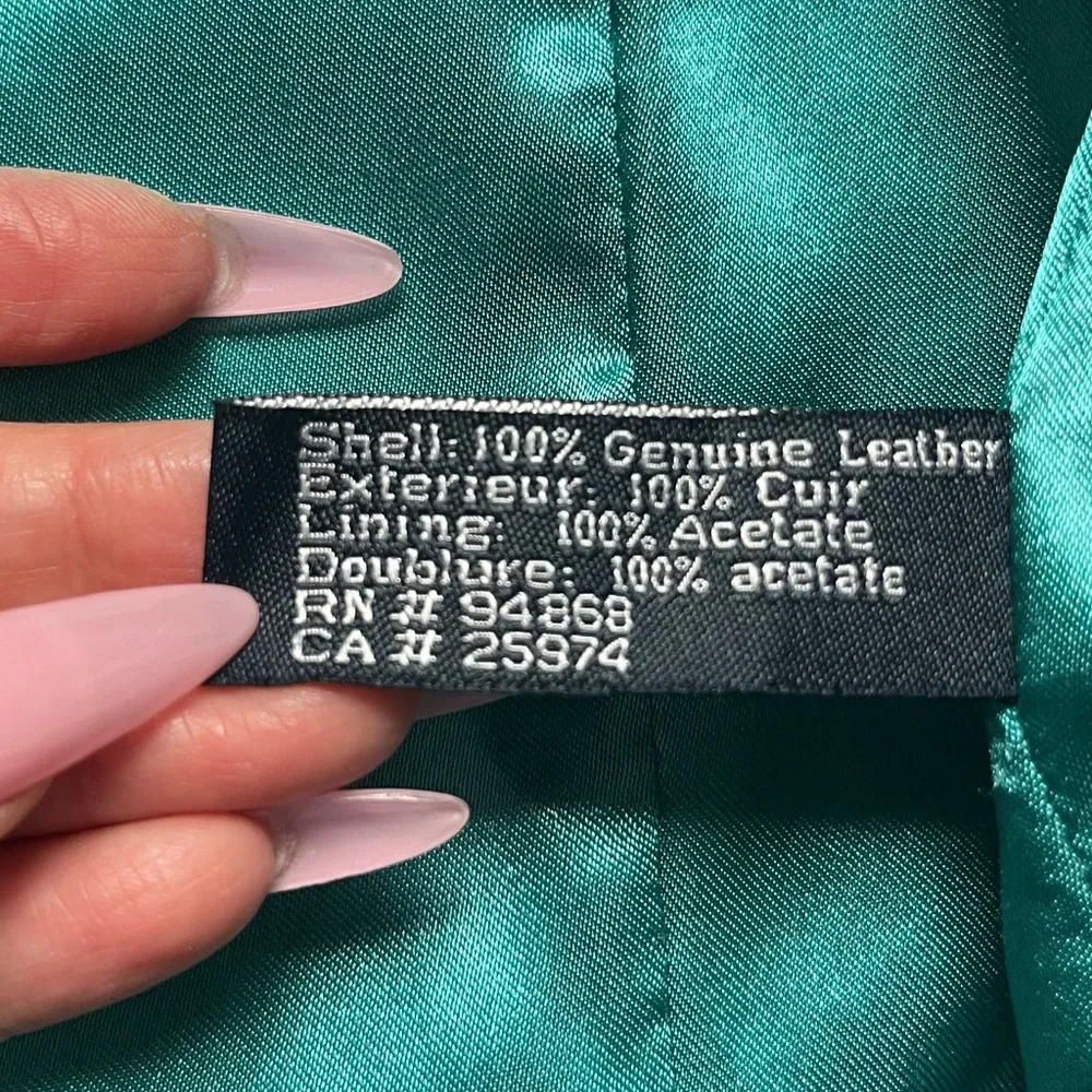 SOLD‼️BERNARDO GENUINE LEATHER JACKET BLUE PYTHON SNAKE PRINT POCKETS SILK - Picture 5 of 9